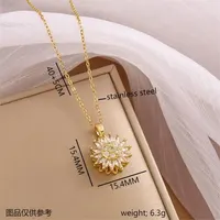 Collier Tournesol en Acier Inoxydable pour Femme, Bijoux en Métal et Clip, Cadeaux de ixd'Anniversaire 6