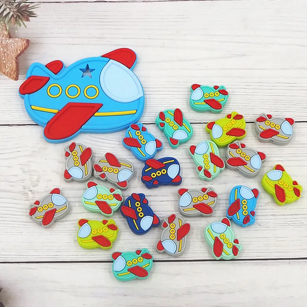 Chenkai 10pcs Baby Silicone Beads Airplane Beads BPA Free Teething Infant Chewable Dummy Necklace Pacifier Toy Accessories
