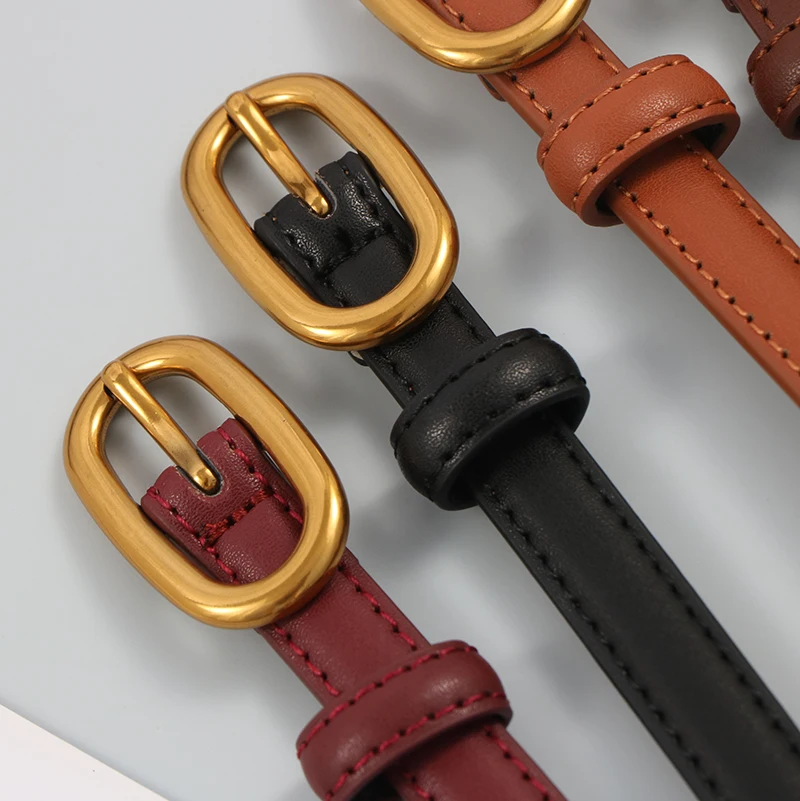 

European Women Casual Waist Belt Cow Leather Slim Belt Waistband All-Match Fashion Street Women Jeans Strap Shirt Cowskin Belts