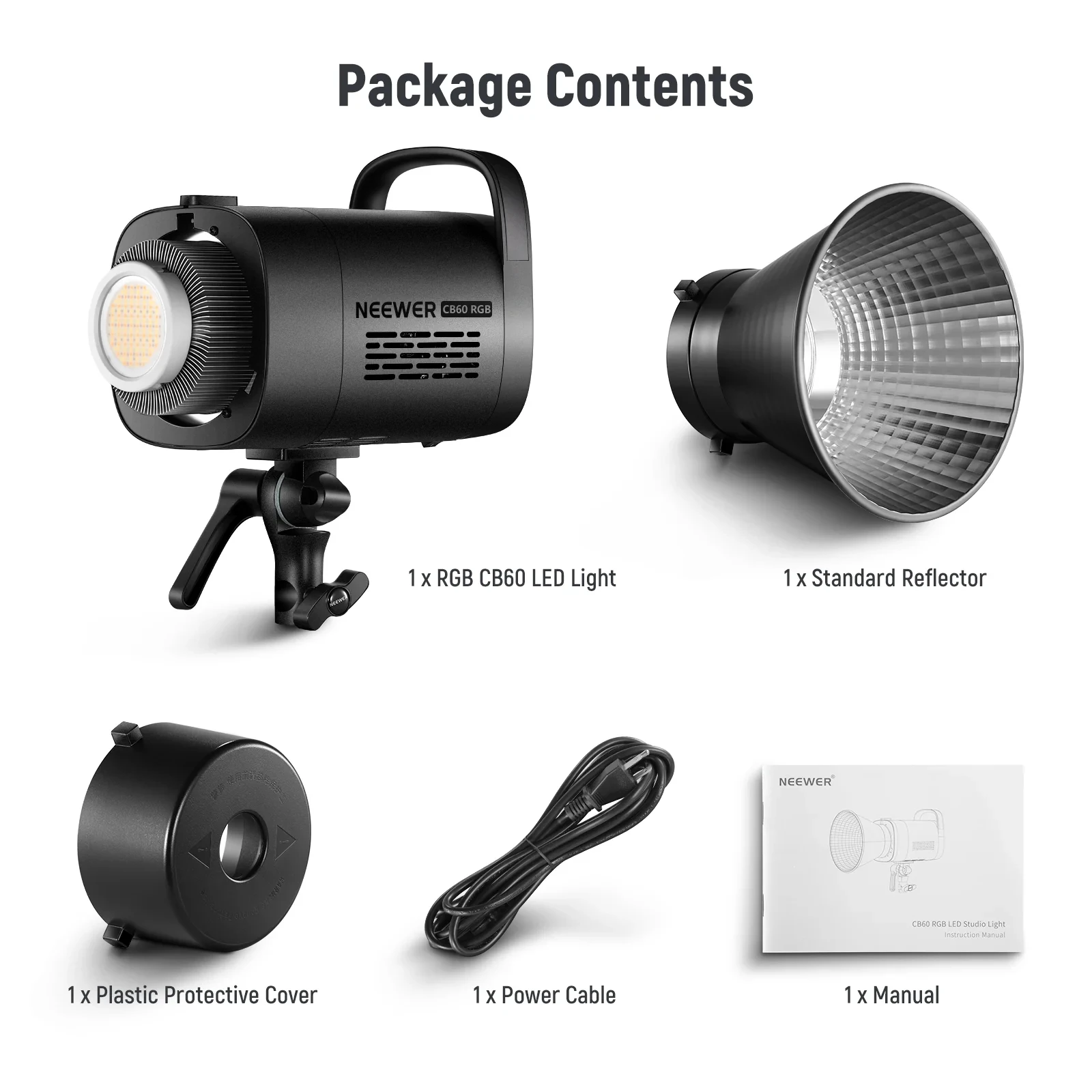 NEEWER CB60 LED COB 비디오 조명, 고출력 고휘도 전문 사진 조명, 비디오용 2700K-6500K CRI97 +, 70W