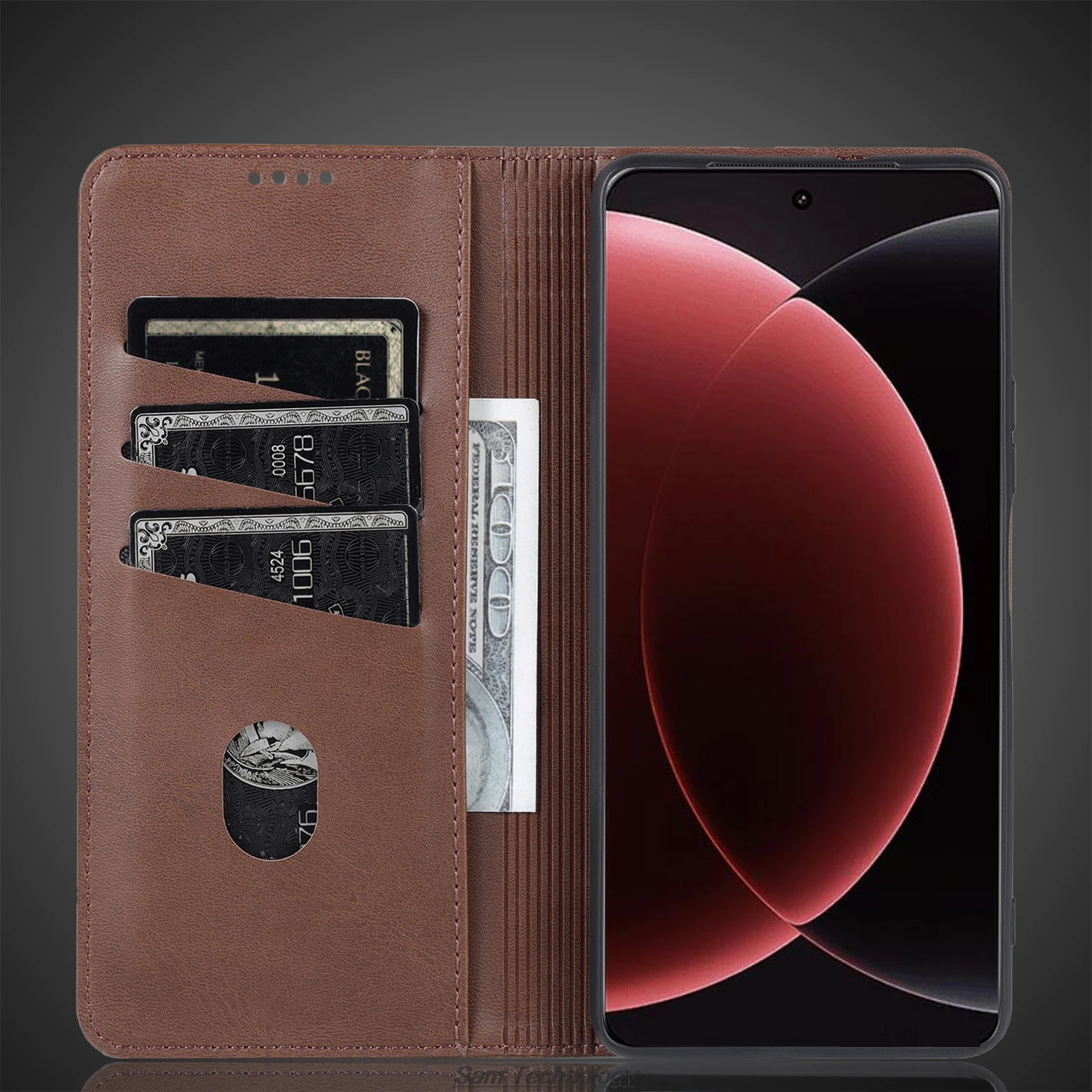 Deluxe Magnetic Leather Flip Cover Protective Case