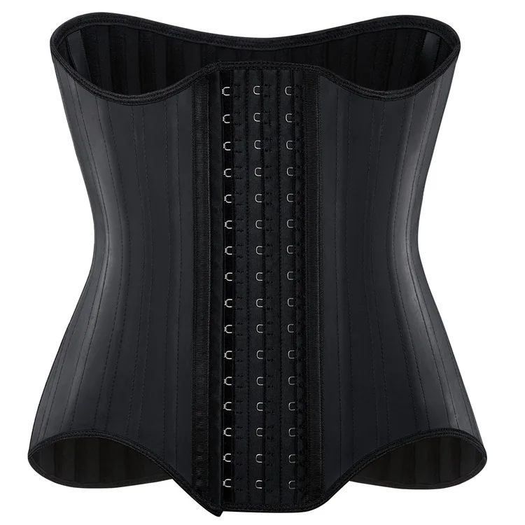 

Newest Rubber and Cotton 16 Steel Bones Black Corset for Waist Tightening Women's Corset Tops Waist Shaping Belt Black Bustier