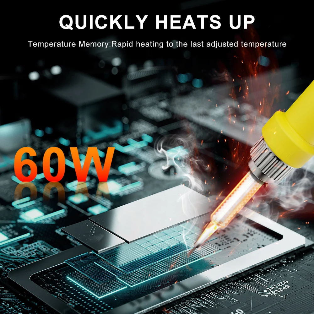 Nananuu 60W PCB Cordless Elektrische Lötkolben Set Kit Schalter Einstellbare Temperatur LCD Schweißen Werkzeug Keramik Heizung Löten – Detail 7