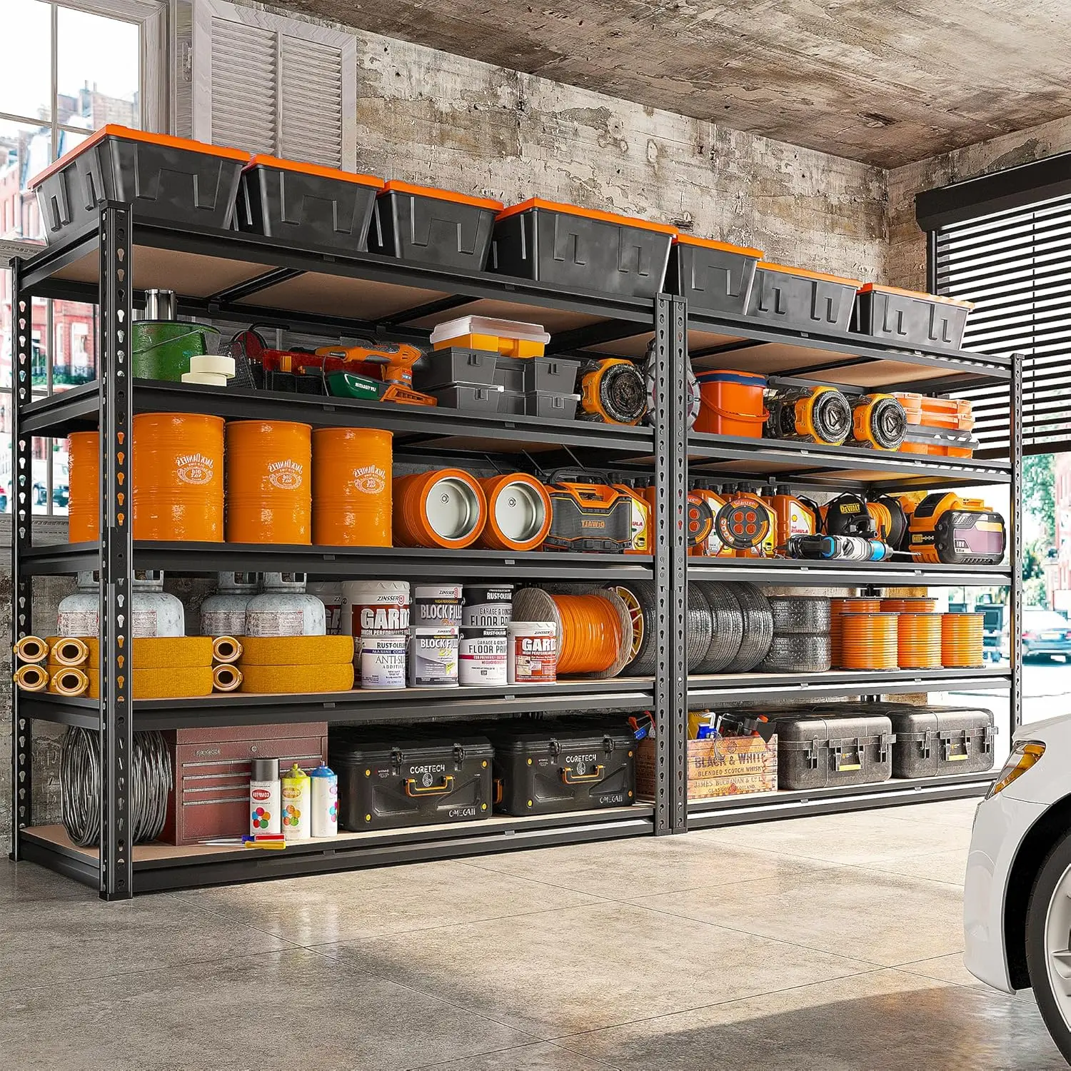 48.2''W Garage Shelving Heavy Duty Storage Shelves 3000LBS Heavy Duty Shelving 72''H Adjustable Metal Shelves 2