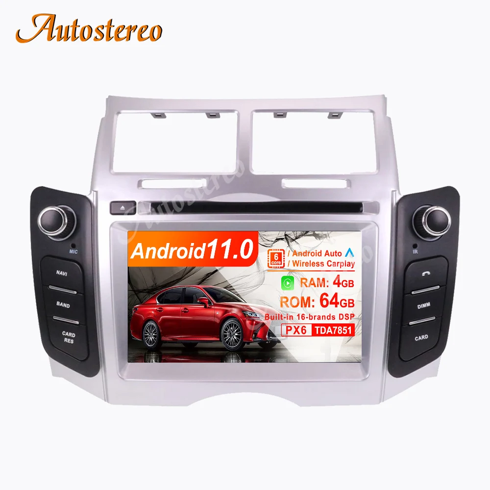 Автомобильный GPS-навигатор Android11 4 + 64 для Toyota Yaris 2005-2011 мультимедийный Стерео