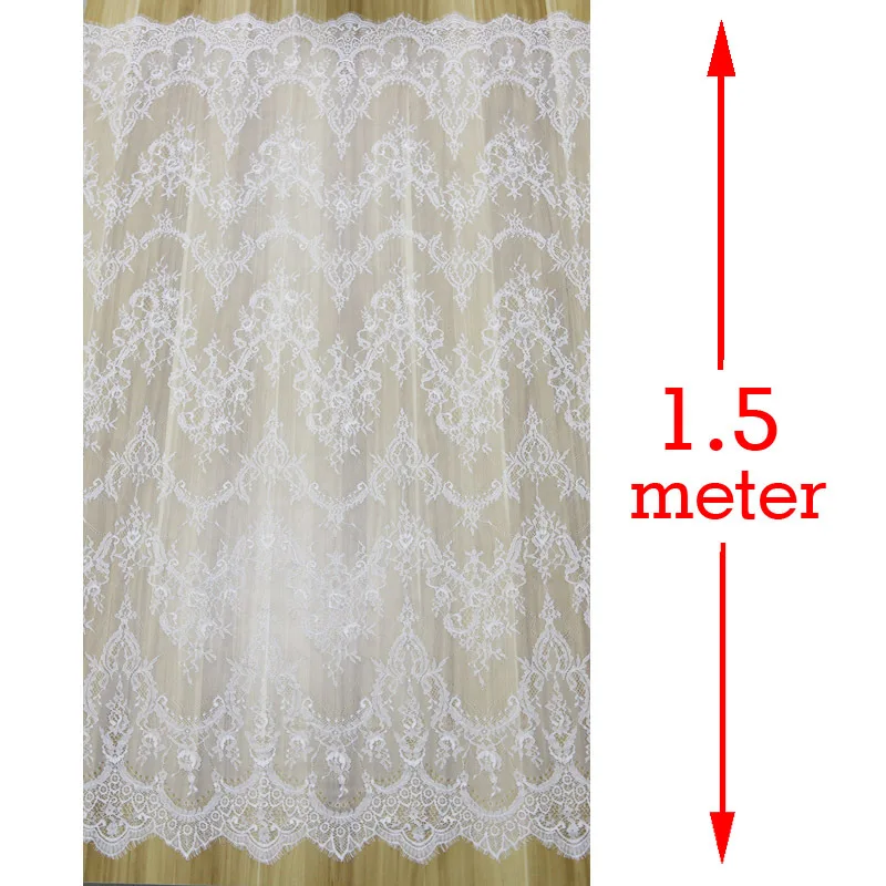 (1.5x3meters) Fashion High Quality Handmade Dress DIY White Eyelash Lace Manual DIY Trimming Fabric Curtain Decoration