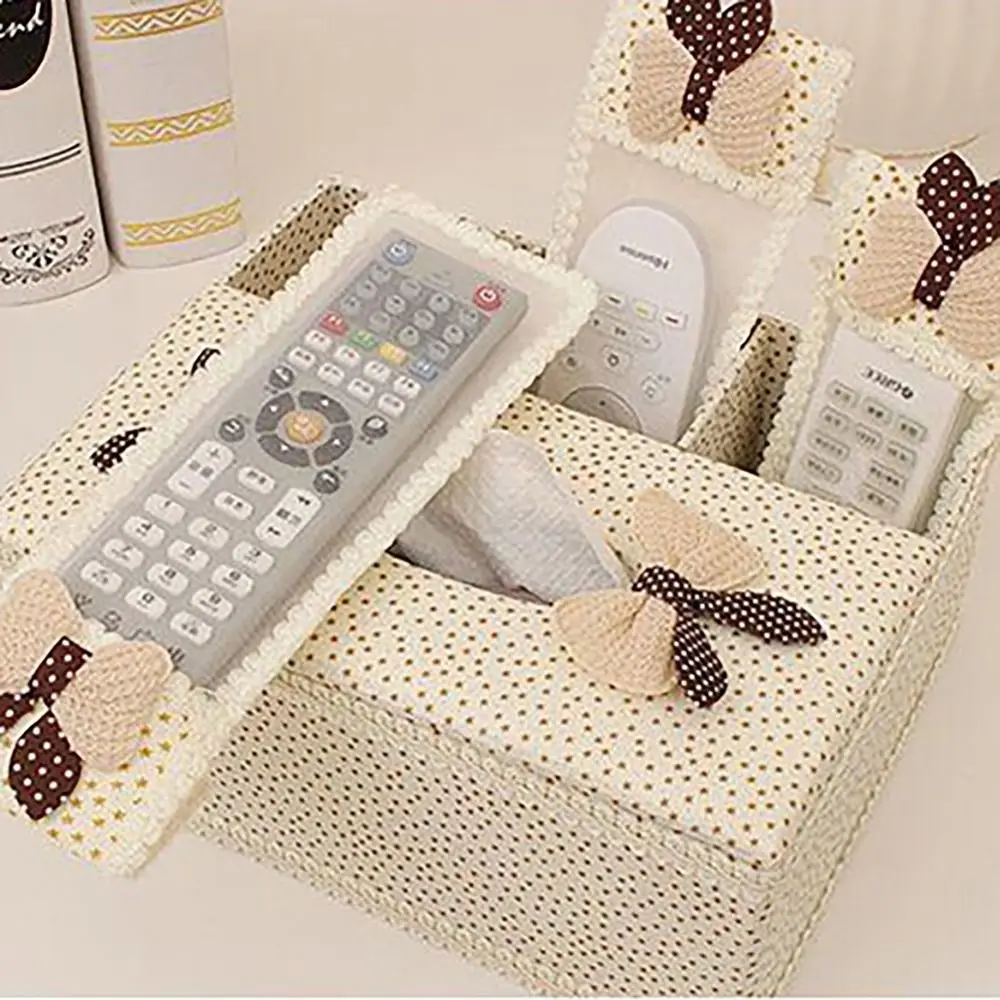 Cute Fabric Lace TV Air Conditioning Remote Control Bow Cover Dust Bag Case Durable Remote Control Covers