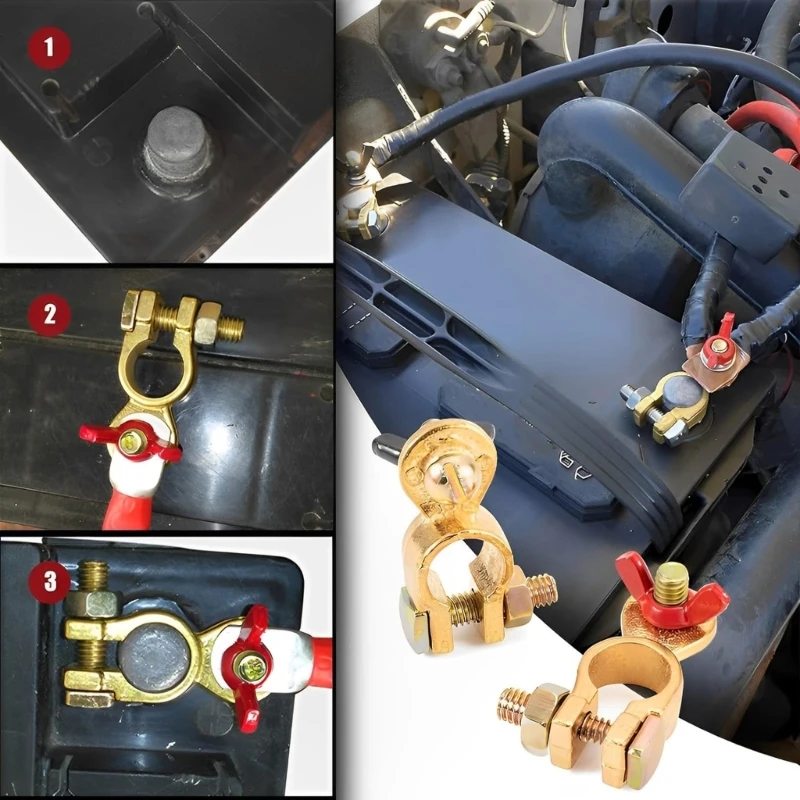 2Pcs Car Battery Terminals Connector Top Post Positive Negative Connector Clamps F19A
