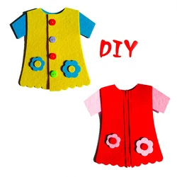 Ropa de fieltro artesanal para niños, botón no tejido con cremallera, manualidades para el desarrollo del cerebro, material didáctico para el aprendizaje de habilidades