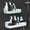Self Adhesive Wall Mounted Storage Rack Box Bathroom Shelves Toilet Washstand Punch Free Shampoo Holder Bathroom Accessories 2