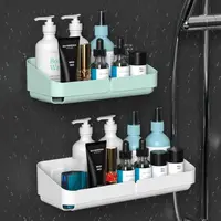 Self Adhesive Wall Mounted Storage Rack Box Bathroom Shelves Toilet Washstand Punch Free Shampoo Holder Bathroom Accessories 2