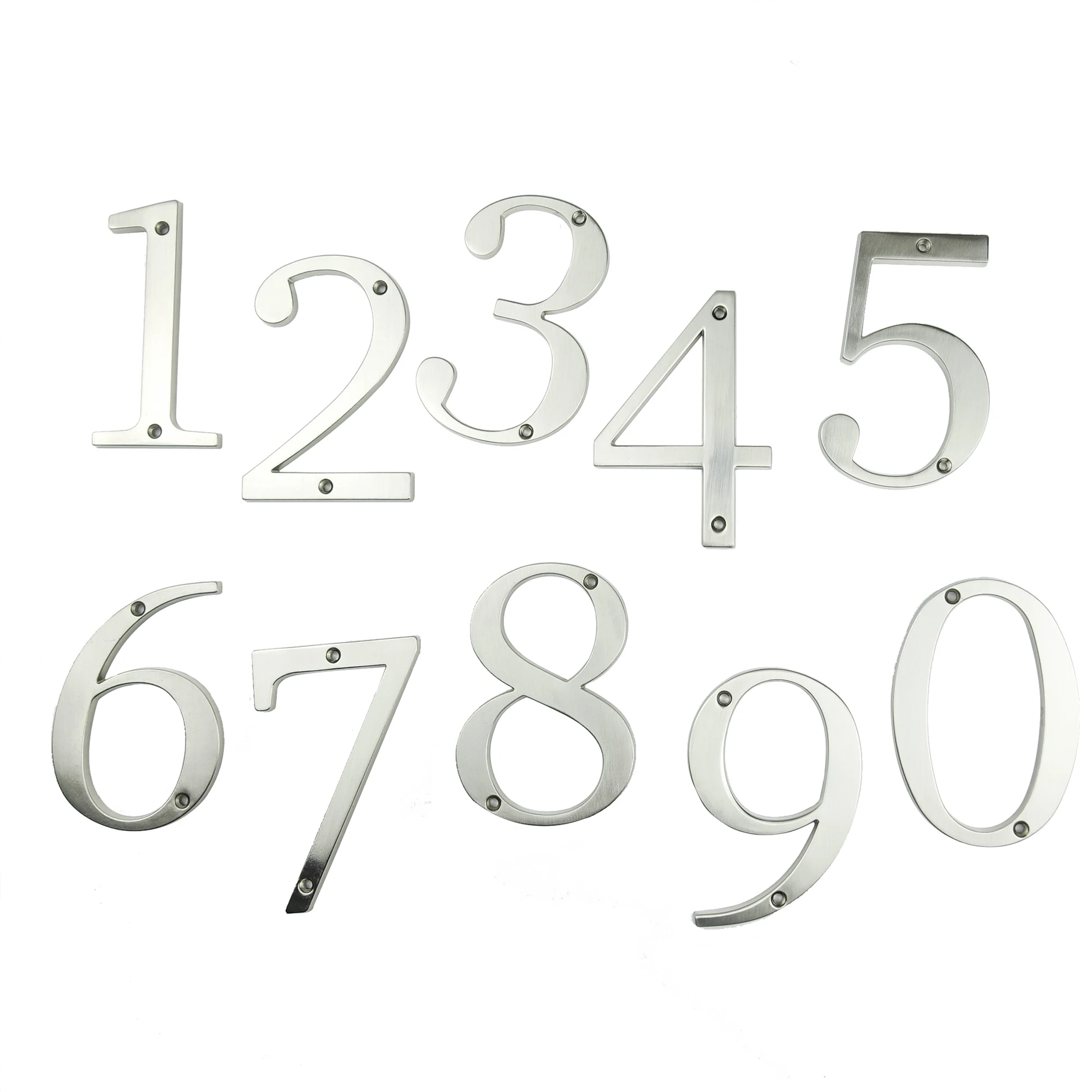 Modern House Number Outdoor 4 inch Silver Zinc Alloy Apartment Door Numbers Mailbox Address Sign #0-9 With Screws 1pc house number signs door signs house numbers number plate