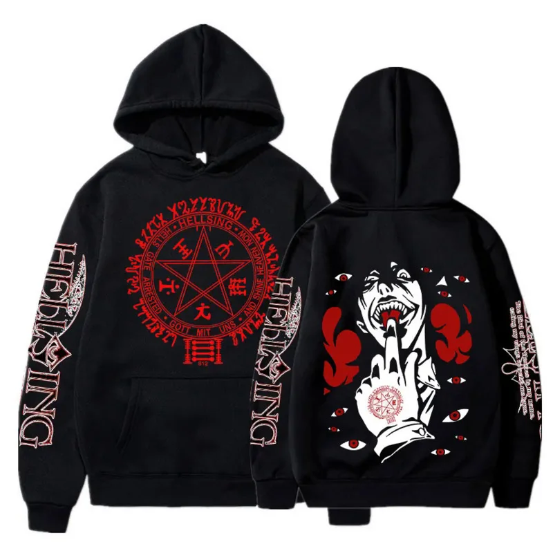 

Anime Hellsing Ultimate Hoodies Manga Alucard Print Streetwear Men Women Fashion Oversized Sweatshirts Hoodie Harajuku Pullover