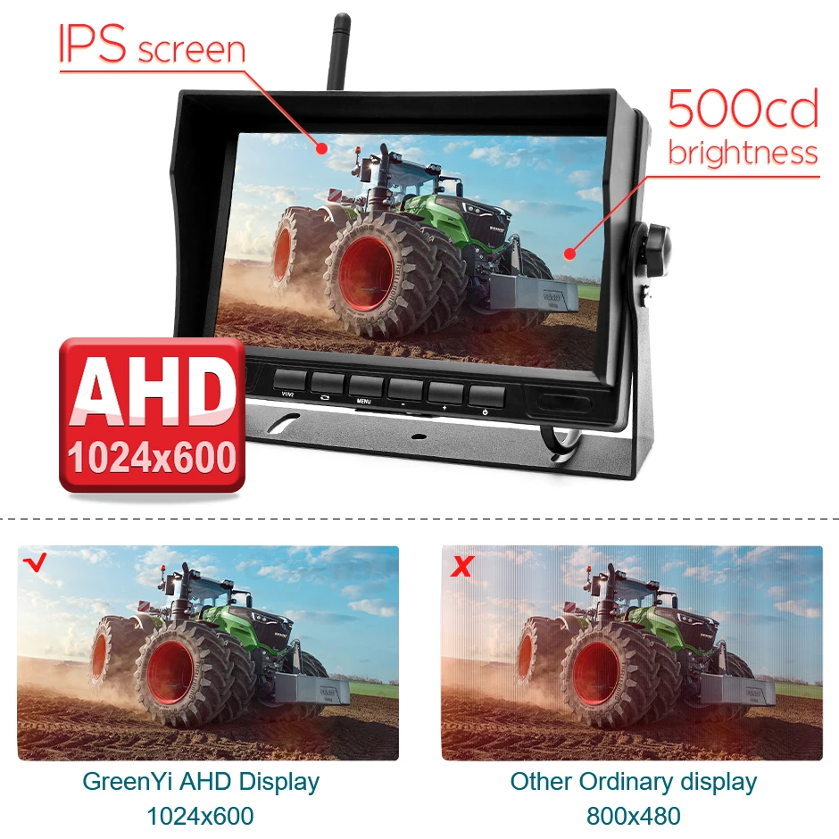 Wireless Truck DVR Monitor AHD 720P High Definition Night Vision Reverse Backup Recorder Wifi Camera 7 inch For Bus Car GreenYi monitor display car parking monitor