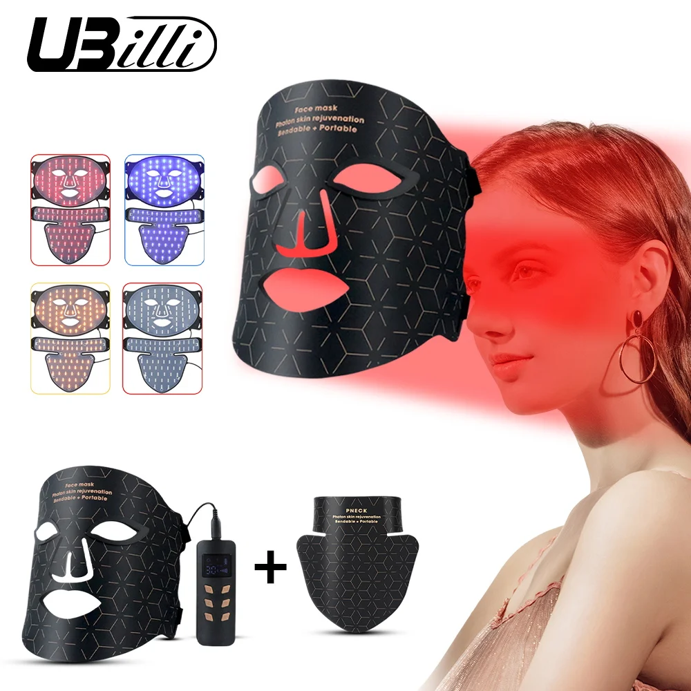 Led Mask Red Led Light Therapy Infrared Silicone 4 Color 240 Lamp Beads For Face and Neck Red Light Therapy Photon Mask