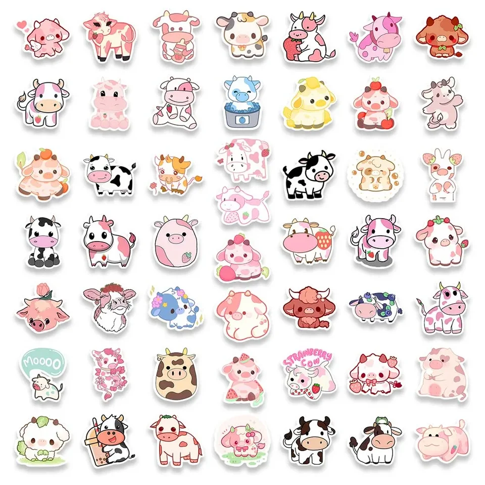 100 Niedliche Kuh Aufkleber - Wasserdichte Vinyl-Sticker Für Tagebuch & Handy