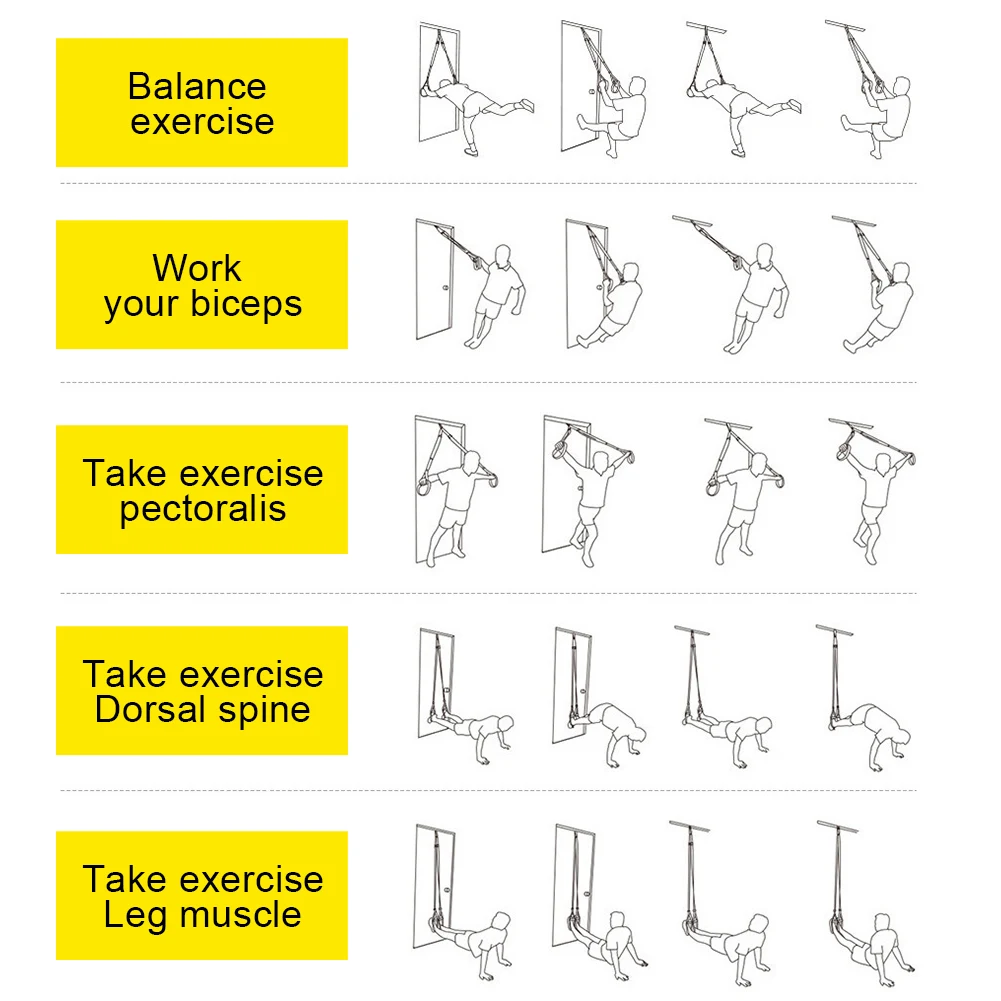 Home Suspension Trainer System Resistance Trainer Exercise Straps with Handles Multi-Function For Home Gym Full-Body Workout Resistance Strap Suspension Training Strap