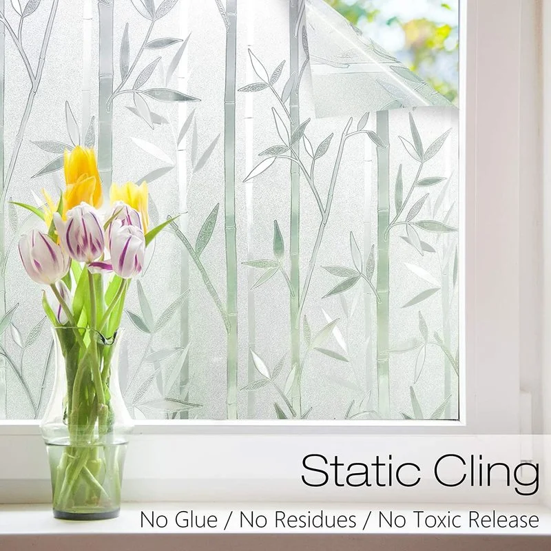Window Film PVC Privacy Non-Adhesive Bamboo Decals For Home