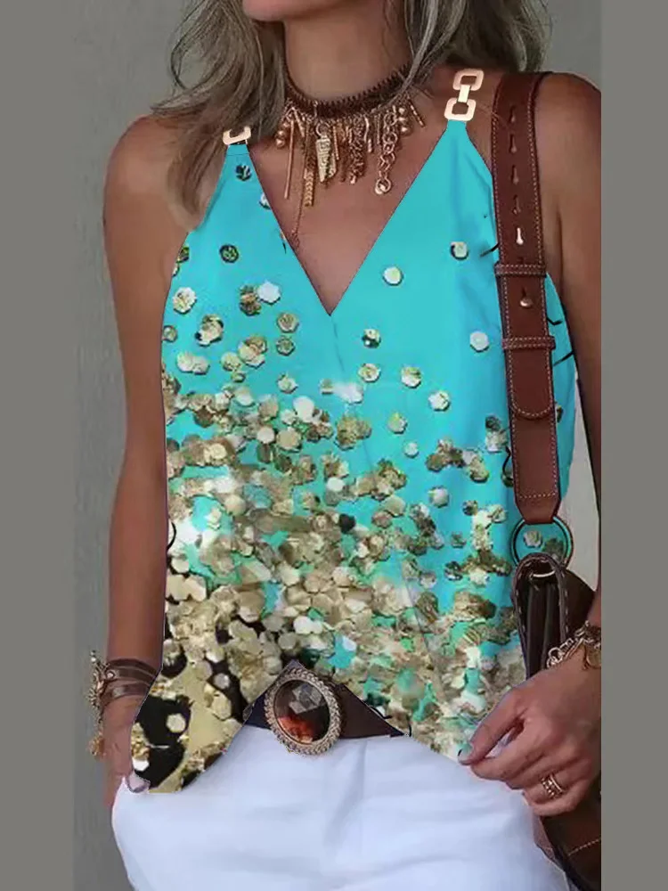 Women Clothing Summer Sexy Pure Want Pleated Floral Decoration Halterneck Vest Top