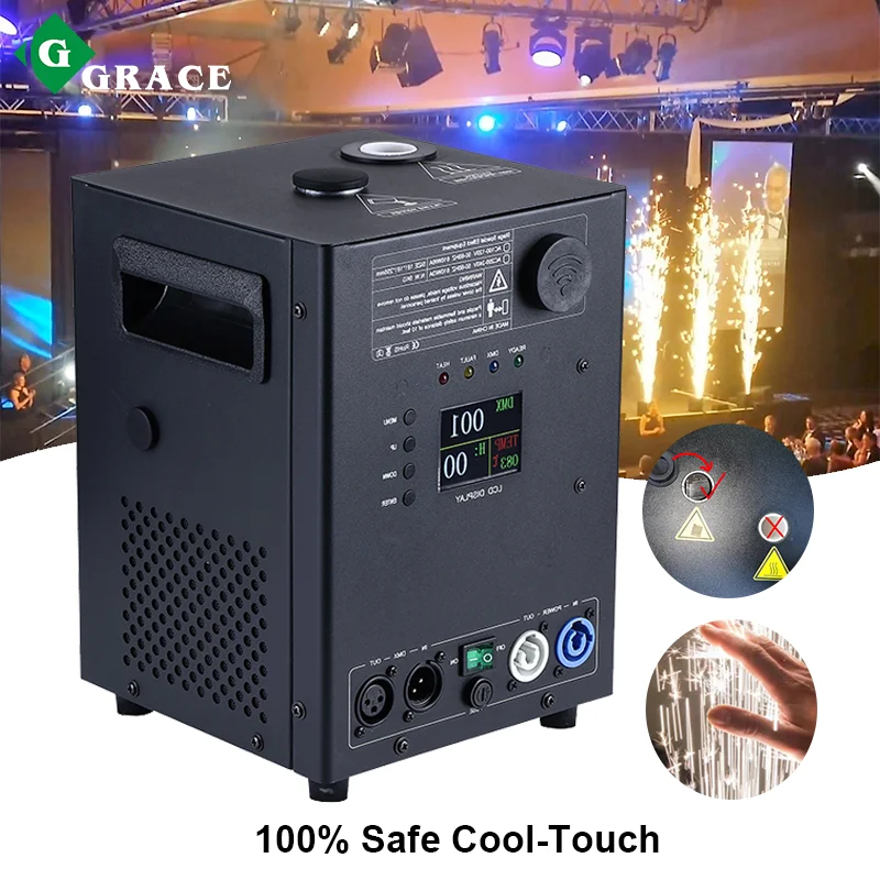 Igracelite 600w 무선 리모컨 스마트 DMX 제어 콜드 스파크 머신 웨딩 콜드 불꽃놀이 머신 파티 디스코 쇼용