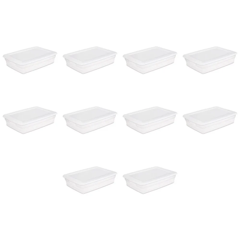 

28 Qt. Storage Box Plastic White Organizer Boxes Set of 10 Freight Free Useful Things for Home Organization Garden