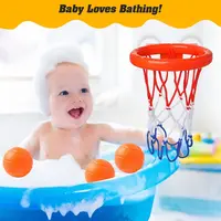 4pcs Bath Toys Bathtub Basketball Hoop with 3 Balls Fun Bathroom Shooting Game Toy Gift for Toddler Kids Children Little Baby 2