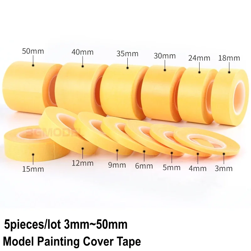Scale models painting cover tape masking tape and cutter for model hobby DIY 5Pieces/lot 18M length 3mm~50mm