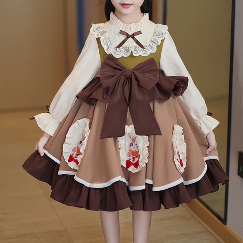 فستان الأميرة للأطفال تنورة منتفخة بأكمام طويلة لل...