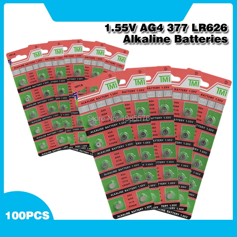 

100pcs 1.55V AG4 LR626 377 Button Batteries G4 SR626 177 Cell Coin Alkaline Battery 626A 377A CX66W For Watch Toys Remote