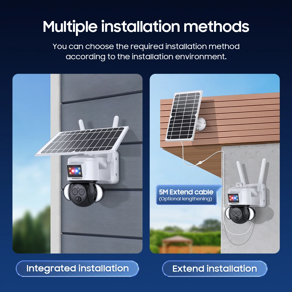 INQMEGA 6MP 3K 12X Zoom Wireless Outdoor WIFI Solar Camera Solar Powered Camera 4g CCTV for Smart Home Farm Yard Field Monitor