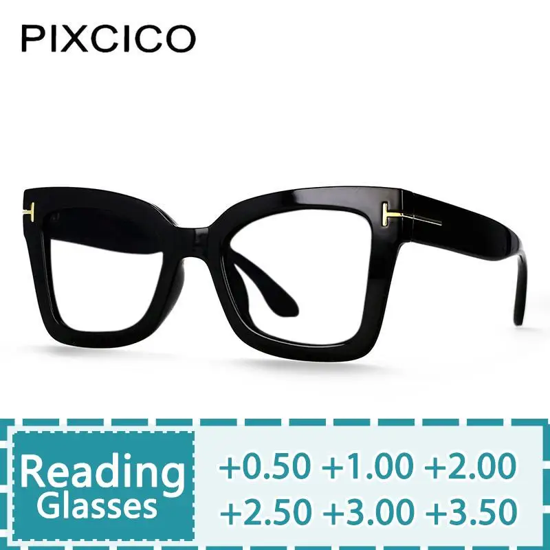 R56785 Brand Designer Rivet Reading Glasses Lady Luxury Cat Eye Clear Eyewear Men Square Presbyopic Eyeglass Dioptric +50~+350