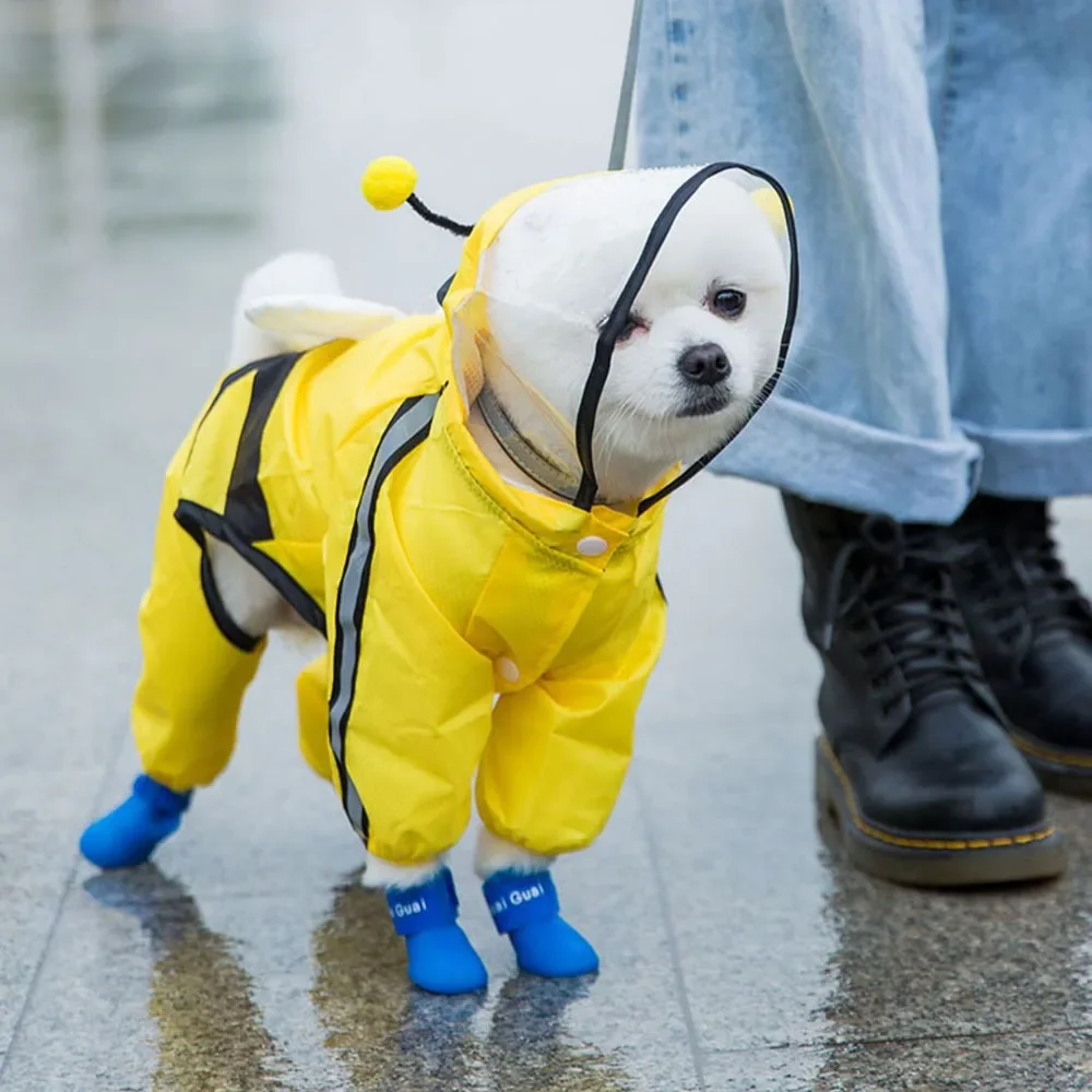Waterproof Puppy Dog Raincoats Rain Jacket with Hood for Small