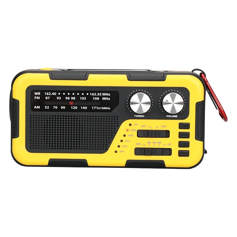 

USB Hand Crank Emergency Radio Reading Light Yellow 4000Mah 3.5Mm Headphone Jack For Outdoor Backpacking