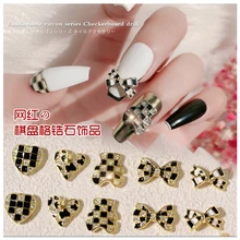 

3pcs Nail Zircon Decoration Checkerboard Bowknot Heart Bear Alloy For Nail Manicure Beauty