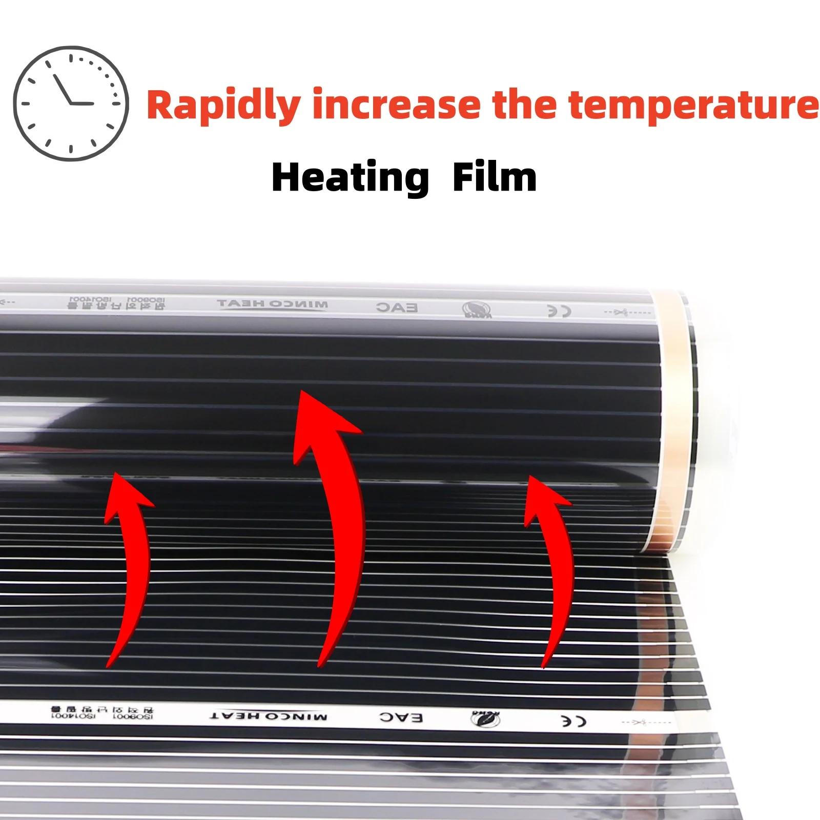 กว้าง 100 ซม. 220 วัตต์/ ㎡   ฟิล์มทำความร้อนพื้น 25-50 ตร.ม. ให้ความอบอุ่นเพื่อสุขภาพ ระบบทำความร้อนใต้พื้นแบบอินฟราเรด 1