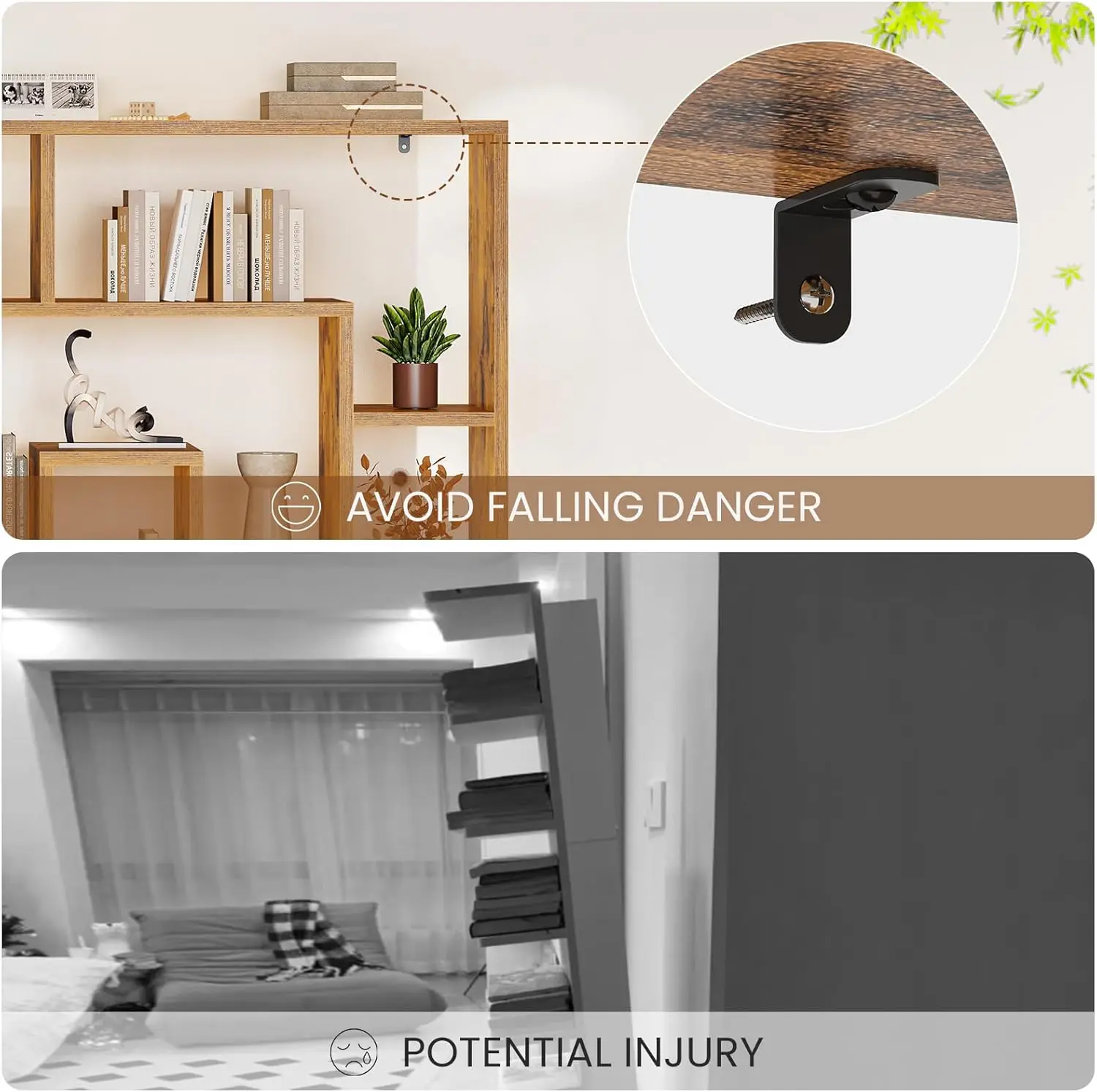 Bookshelf, Bookcase with Open Display Storage Shelves, Display Shelf, Multi-Layer Wood Bookshelf, Geometric Book Shelf