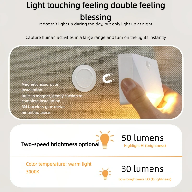 Smart Motion Sensor Wall Light – USB-C Rechargeable Security Light with Adjustable Brightness 5