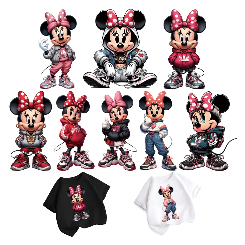 Embroidered patches heat transfer stickers clothing patches custom name patches street style Minnie Mouse patches thermo-stickers for children printing for clothes iron on transfer heat transfer vinyl