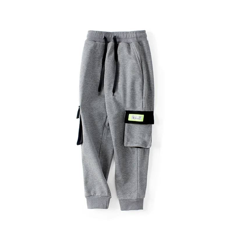 Cotton sports pants with children's pockets, 115-155cm youth clothing, spring and autumn, novelty