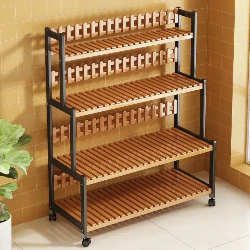 Outdoor Plant Shelf Rack Flowers Universal Square Plant Shelf Rack Tiered Bamboo Garden Furniture