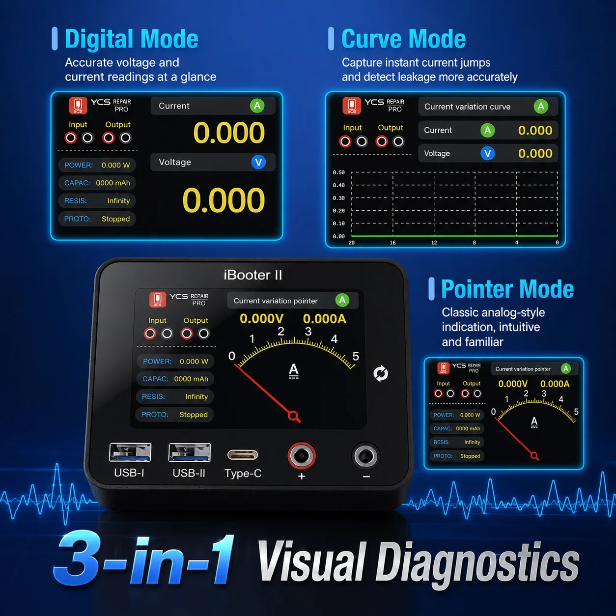 YCS iBooter II Power-On Current Analyzer 0-30V 0-5A 3