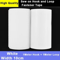 Premium Sew - On Hook and Loop Fastener Tape for Crafts and DIY Projects | Super Soft Loop Fabric | Multiple Widths Available (White Width 100mm)