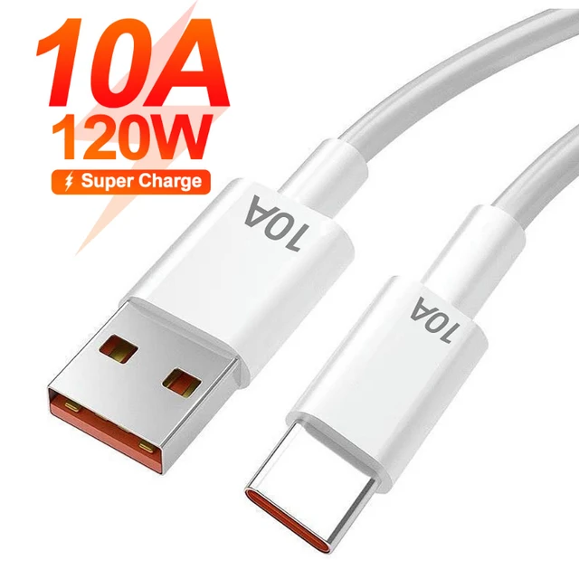 Cable USB tipo C de carga rápida, Cable de datos de 120W, 10A, para Huawei,  Xiaomi