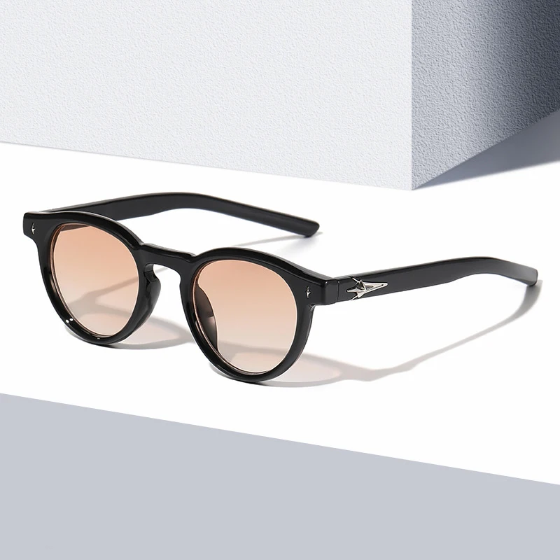 

GM Round Sunglasses Women Men Luxury Design Rivet Gradient Glasses Vintage Oval Sunglasses Ladies Eyewear Shades Lentes De Sol