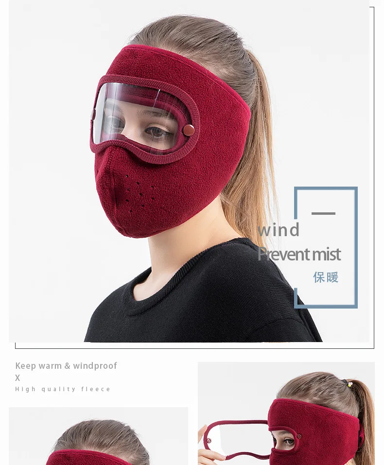 Winter-Fahrrad-Gesichtsmaske für Männer und Frauen, Antibeschlag-Linse, Fleece-Sturmhaube, warmer Helm, kompatibel mit winddichtem Ski-Gesichtsabdeckung, Motorrad – Detail 14