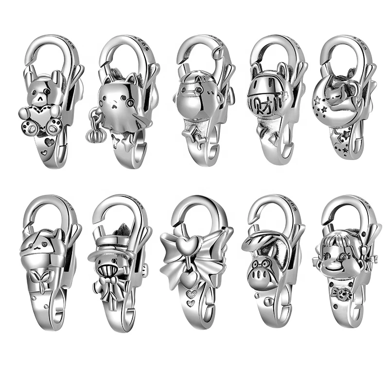 10 Styles Lobster Clasp Beads925 Sterling Silver Charm Bow Animal Girl Chrams Shape Fit Original  Charms Bracelet Jewelry tennis bracelet