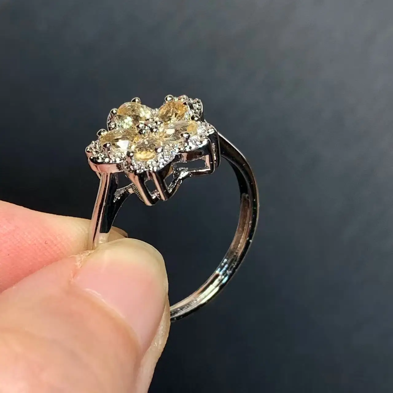 MM Natural Citrine Ring Adjustable Female Ring Jewelry for Women Gift Wholesale High Quality Vintage Fine