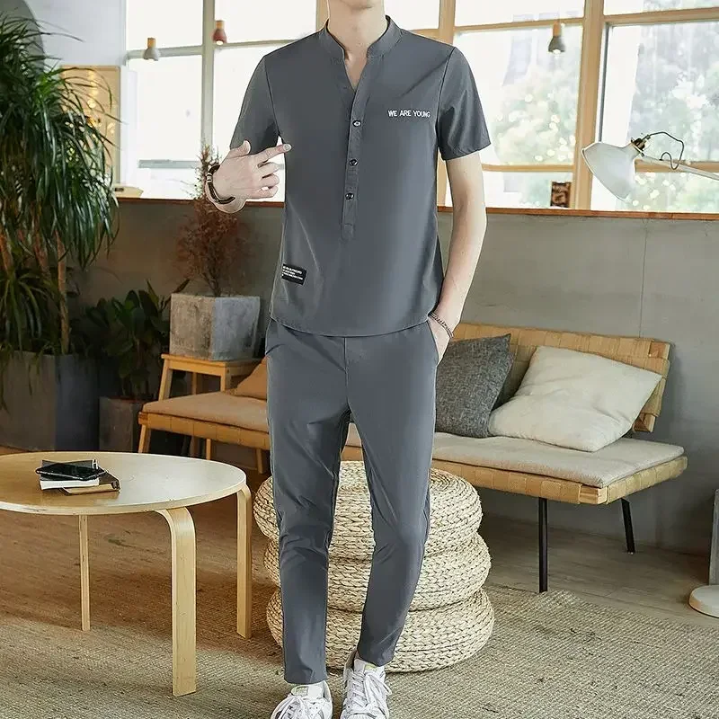 Conjuntos de pantalones para correr con alfabeto para hombre, ropa de trabajo, camisetas, pantalones, trajes para hombre, Young La Novelty en elástico 5xl de lujo