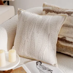 Luxurious Brown French Stamped Decorative Pillow Cover - Elegant Waist Cushion Decor (Color 6  (45x45cm))
