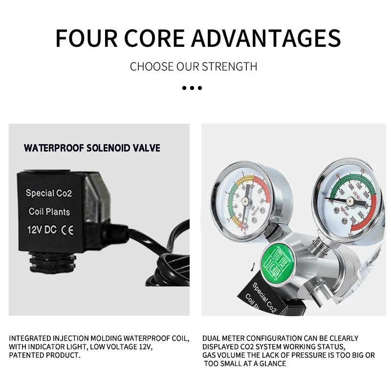 Aquarium DIYCO2 regulator Solenoid Bubble Counter CO2 control system reaction waterproof fish tank CO2 Pressure reducing valve 3